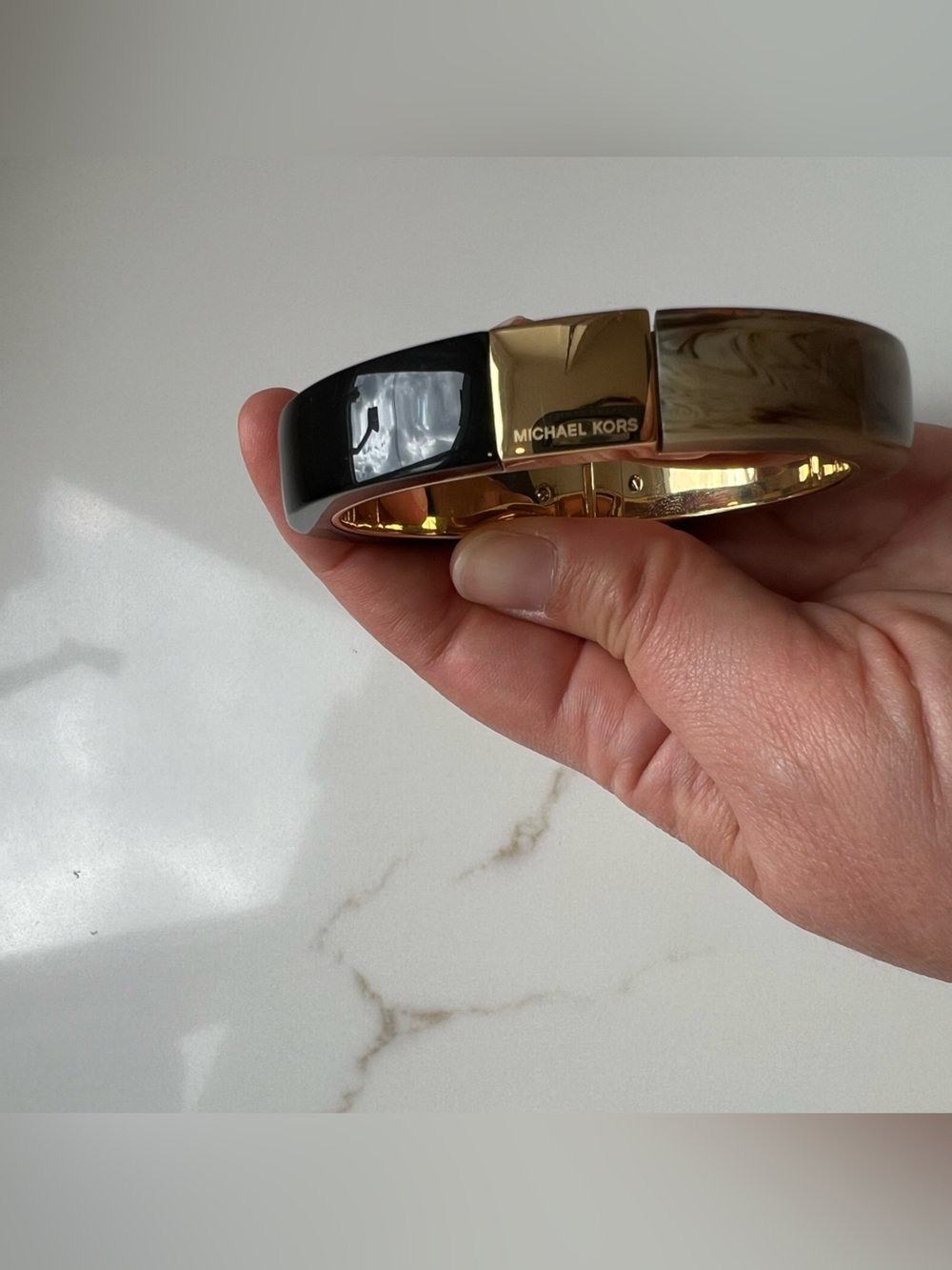Michael Kors Black,Gold-Tone, and tan tortoiseshell Bangle Bracelet